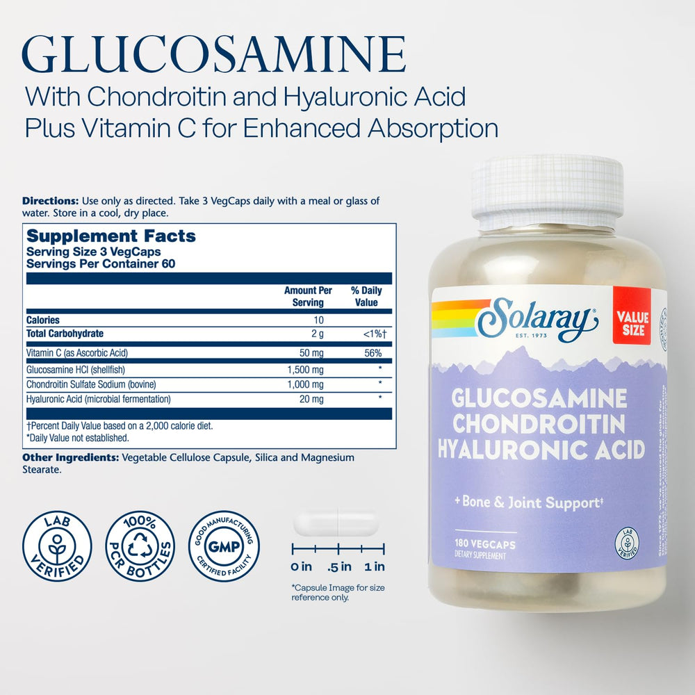 Glucosamine Chondroitin Hyaluronic Acid capsules close-up