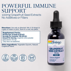 SOLARAY Grapefruit Seed Extract Drops poured into glass for easy daily use