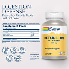 Close-up of betaine HCl and pepsin ingredients