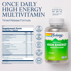 Close-up of SOLARAY High Energy Multivitamin bottle label details