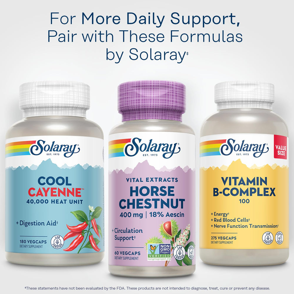 60-serving bottle of Solaray horse chestnut capsules