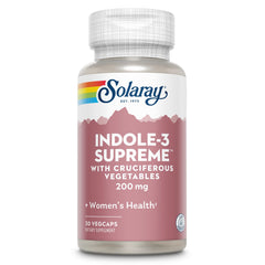 SOLARAY Indole-3 Supreme bottle front view with cruciferous vegetables label