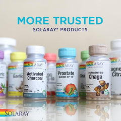 SOLARAY bottle beside morning routine items, integrates into daily wellness