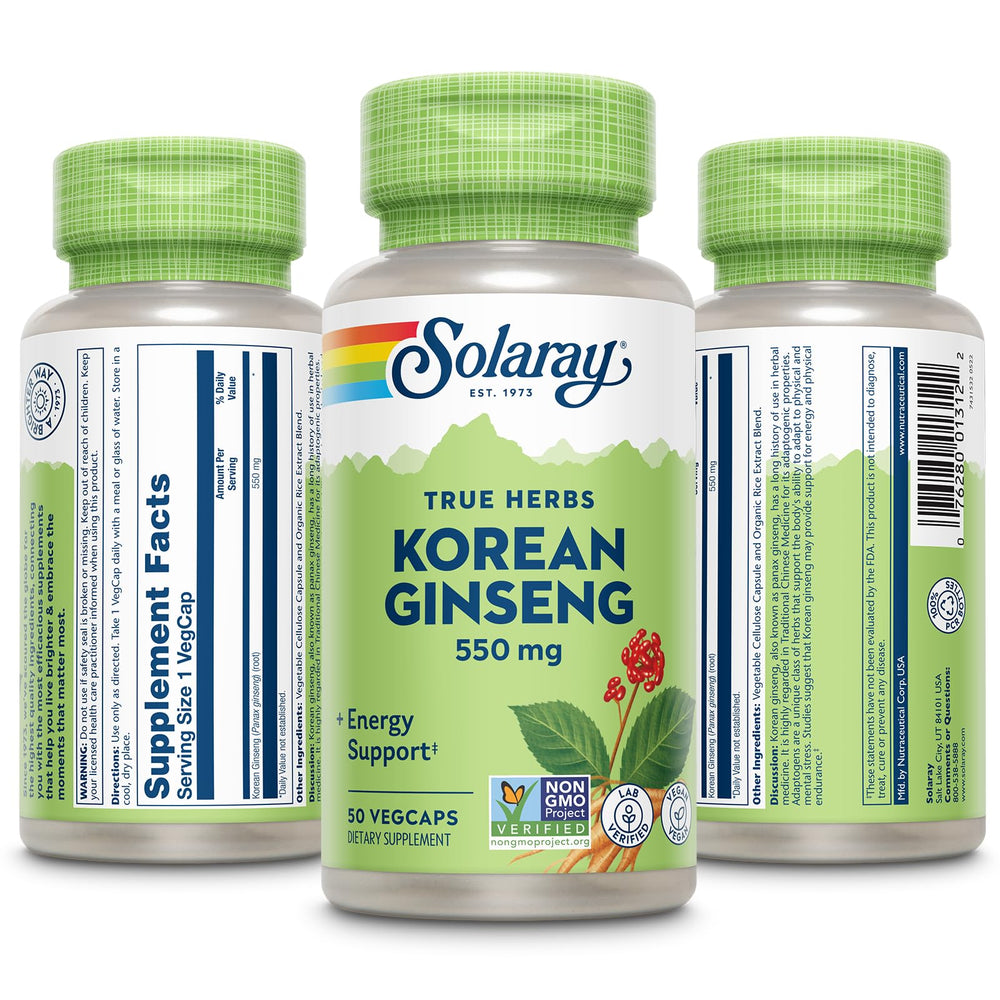 Bottle showing 50 servings vegan capsules