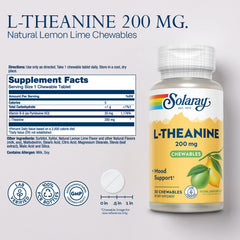 SOLARAY L Theanine 200mg lemon-lime chewables bottle close-up