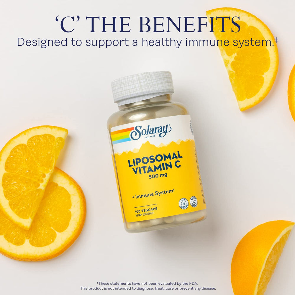 Ingredients and liposomal blend illustration for SOLARAY Vitamin C