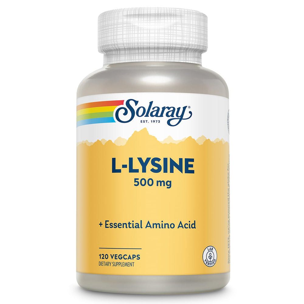 Bottle of SOLARAY L Lysine 500 mg capsules