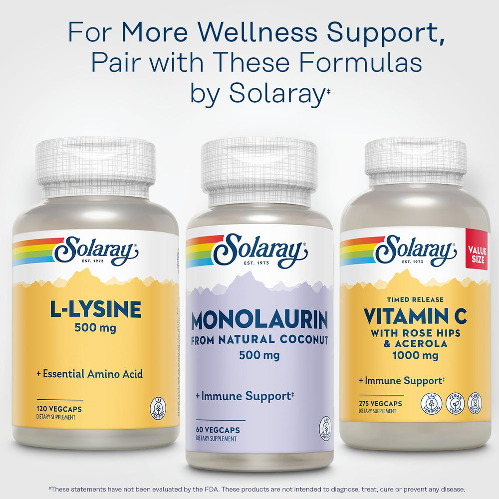 SOLARAY L Lysine bottle with cap and label detail