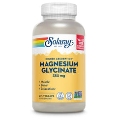 SOLARAY Magnesium Glycinate bottle with capsules supporting daily nerve and muscle function.