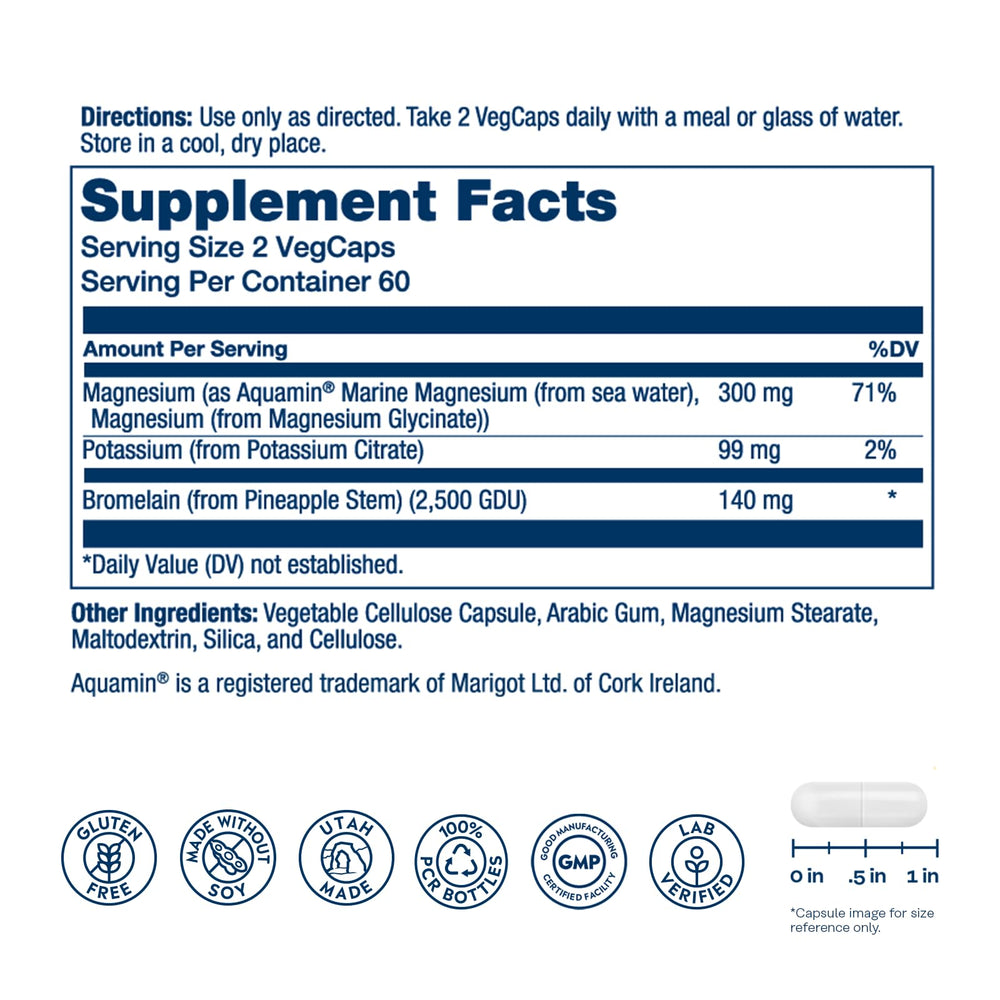 Solaray bottle close-up highlighting bromelain and vegan capsules