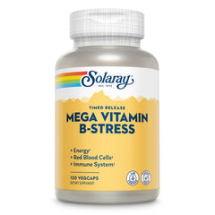 Front view of SOLARAY Mega Vitamin B-Stress bottle