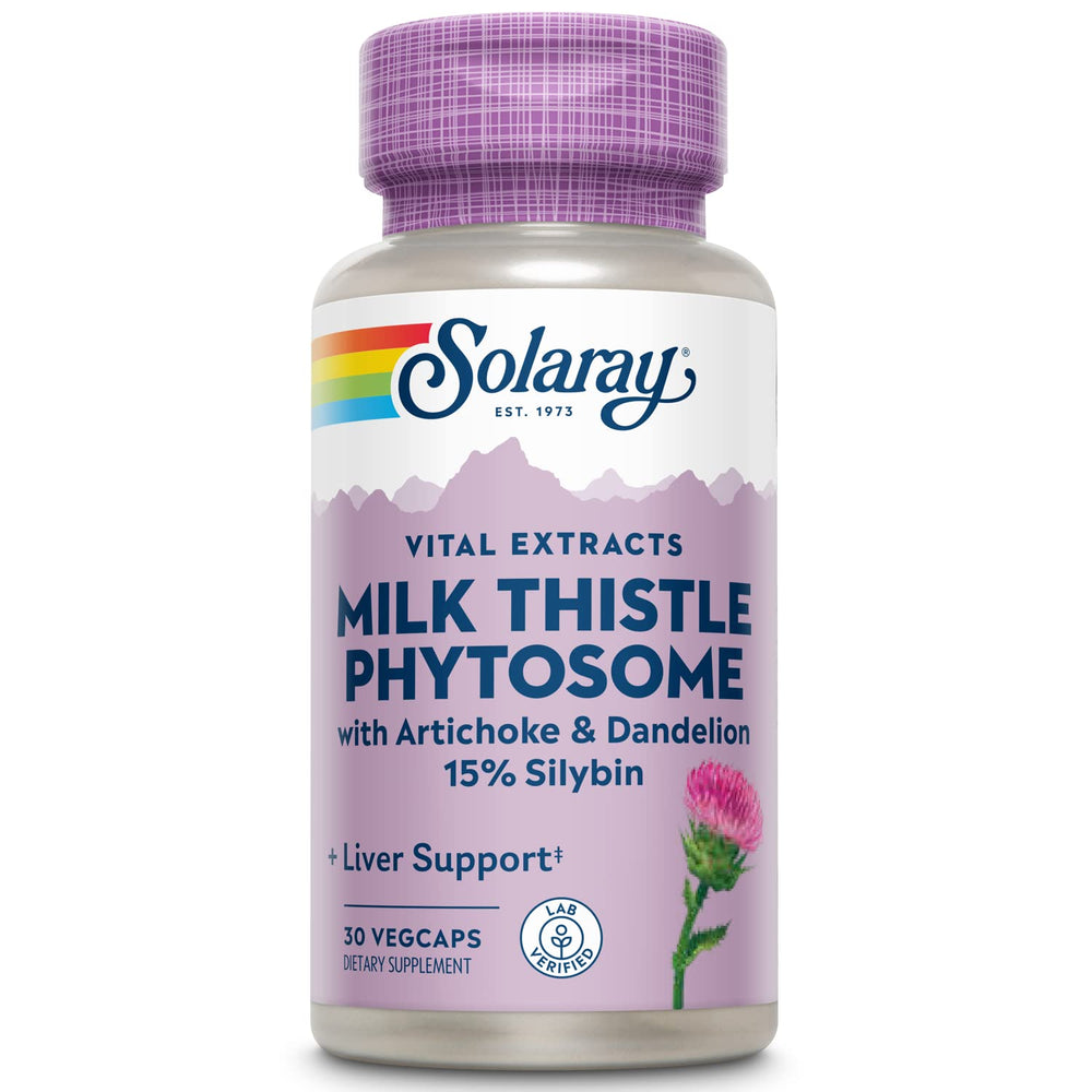 SOLARAY Milk Thistle Phytosome with Artichoke, Dandelion and Ginger – 30 Servings bottle