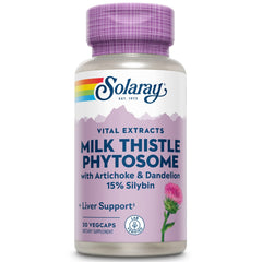 SOLARAY Milk Thistle Phytosome with Artichoke, Dandelion and Ginger – 30 Servings bottle