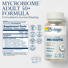 Close-up of SOLARAY Mycrobiome Probiotic 50+ capsules