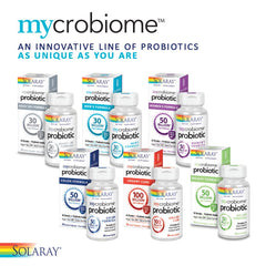 Label showing 100 Billion CFU and 24 strains on SOLARAY Mycrobiome Probiotic Urgent Care