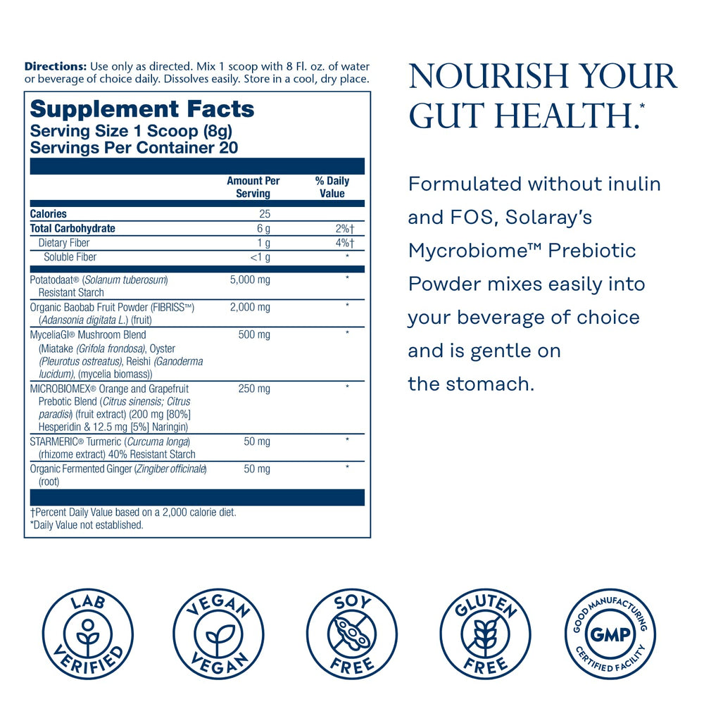 Unflavored prebiotic powder dissolving in a beverage