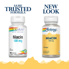 SOLARAY Niacin 100 mg packaging and bottle on white background