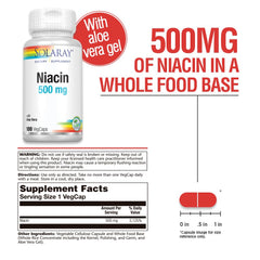 Close-up of SOLARAY Niacin 500 mg capsules