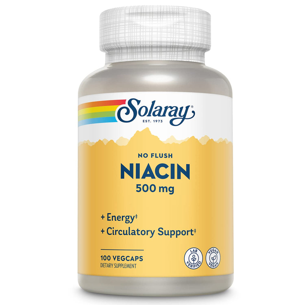 SOLARAY No Flush Niacin 500mg VegCaps bottle – 60 servings
