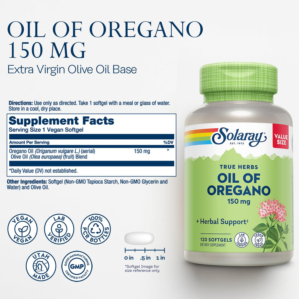SOLARAY Oil of Oregano Softgels product label
