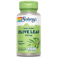 SOLARAY Olive Leaf Capsules bottle with 410 mg label