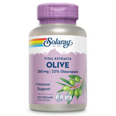 Bottle of SOLARAY Olive Leaf Extract Capsules with 250mg olive leaf extract and 22% oleuropein