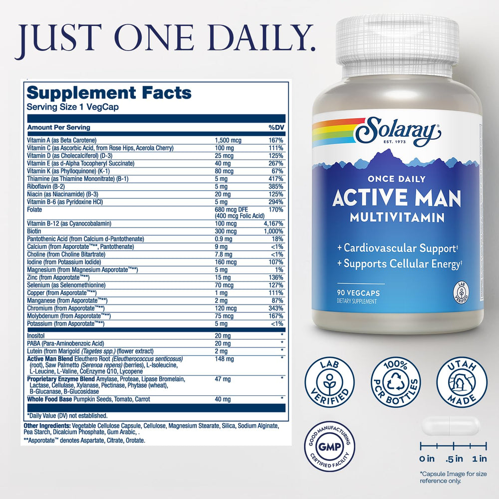 Ingredient panel showing vitamins and minerals including D3, C, B12, B6 and zinc