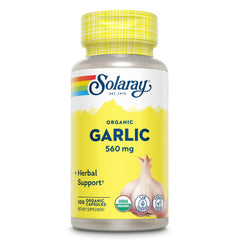 Bottle of Solaray Organic Garlic Pills with label