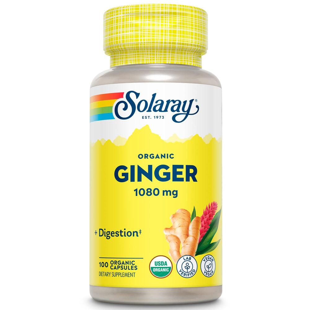 SOLARAY Organic Ginger 1080 mg bottle on white background
