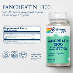 Close-up of Pancreatin enzymes listing: 1300 mg activity