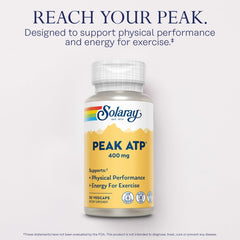 Close-up of Peak ATP 400 mg text on bottle
