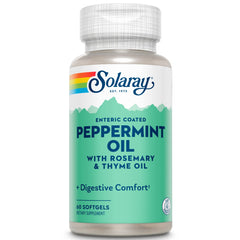 Close-up of Solaray peppermint oil enteric coated softgels