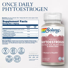 SOLARAY Once Daily Phytoestrogen bottle back with supplement facts