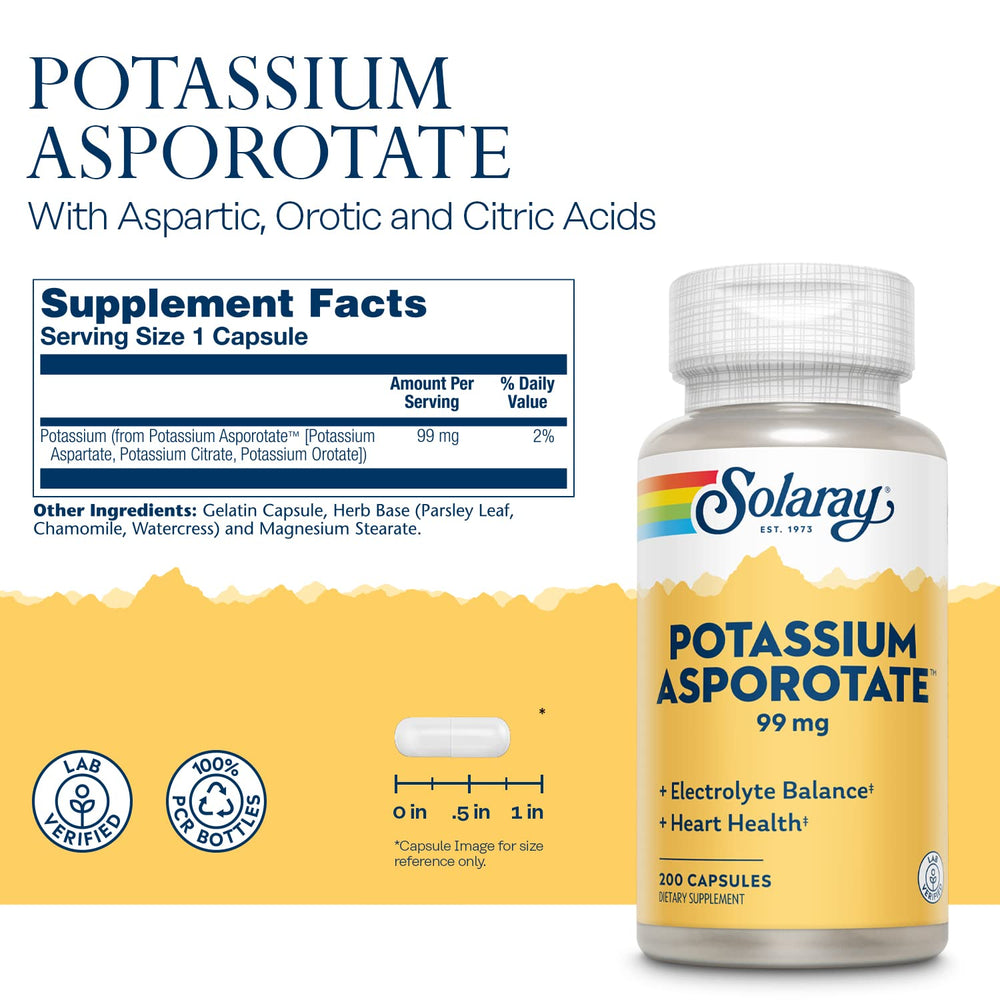 Solaray potassium asporotate bottle on white background