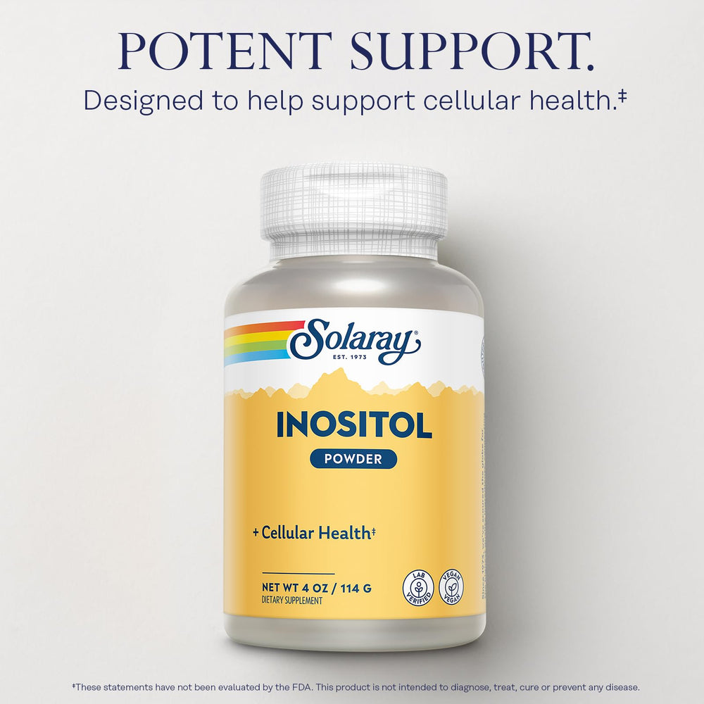 Inositol powder being added to a glass of water