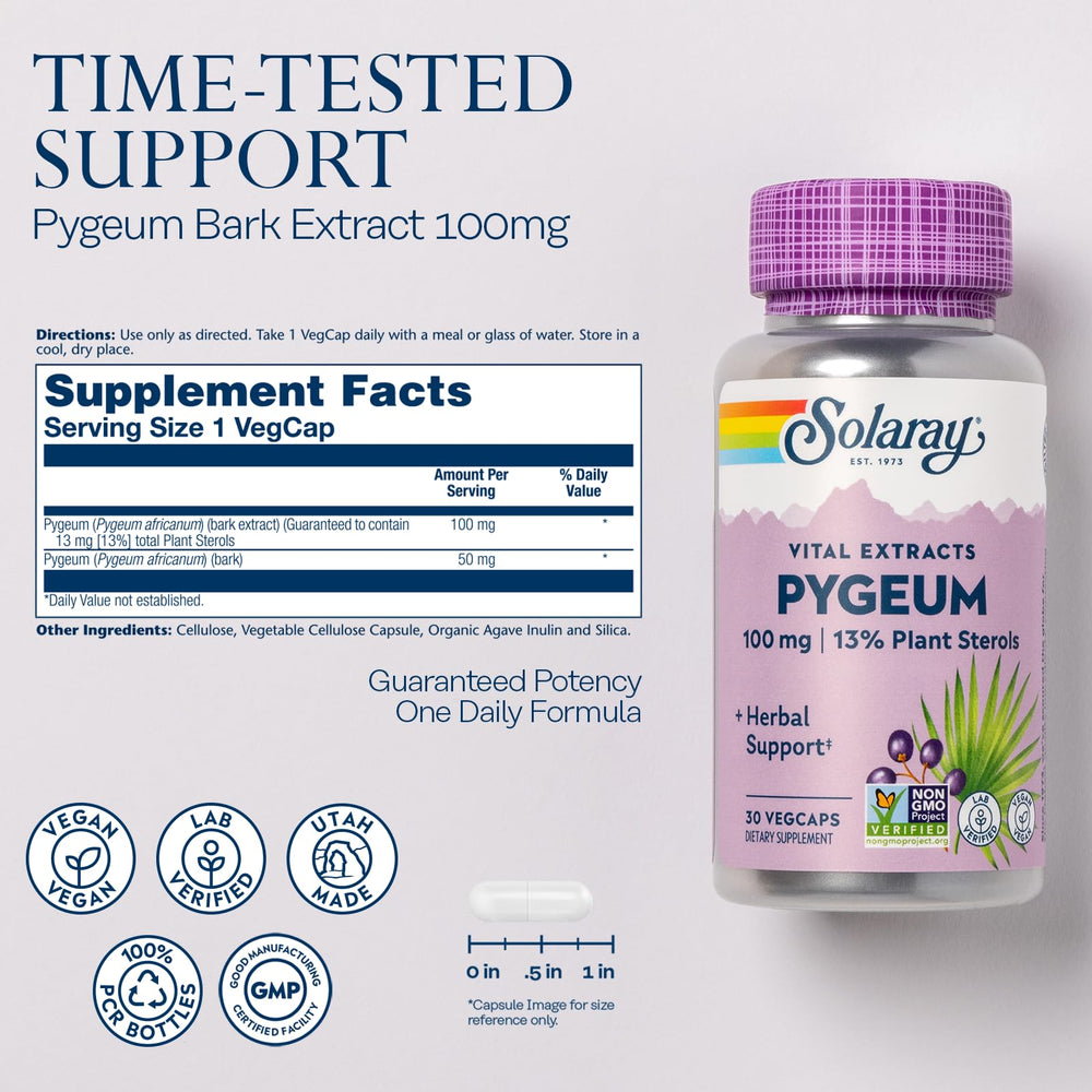 Close-up of Pygeum Bark Extract capsules