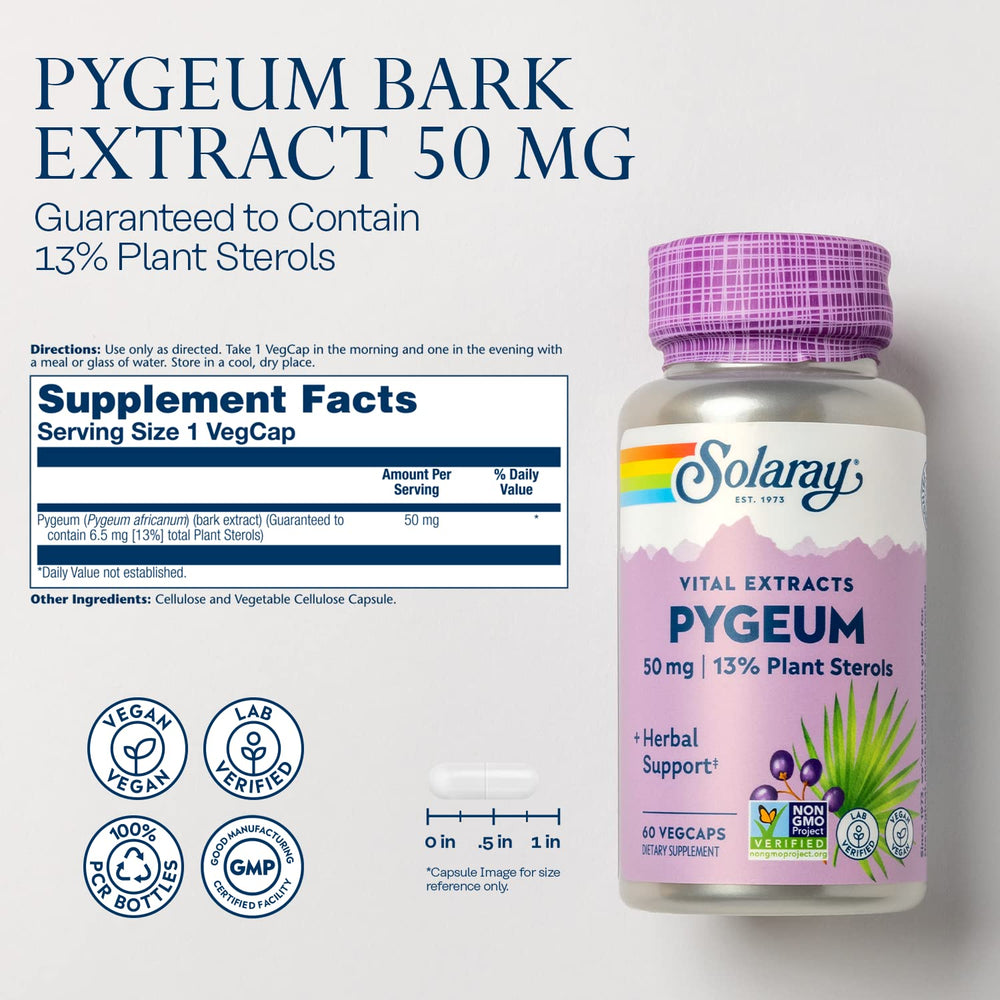 Close-up of Pygeum Bark Extract 50mg capsules