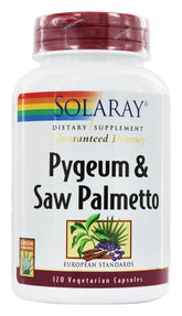 Bottle of Solaray Pygeum & Saw Palmetto, 120 Vegetarian Capsules