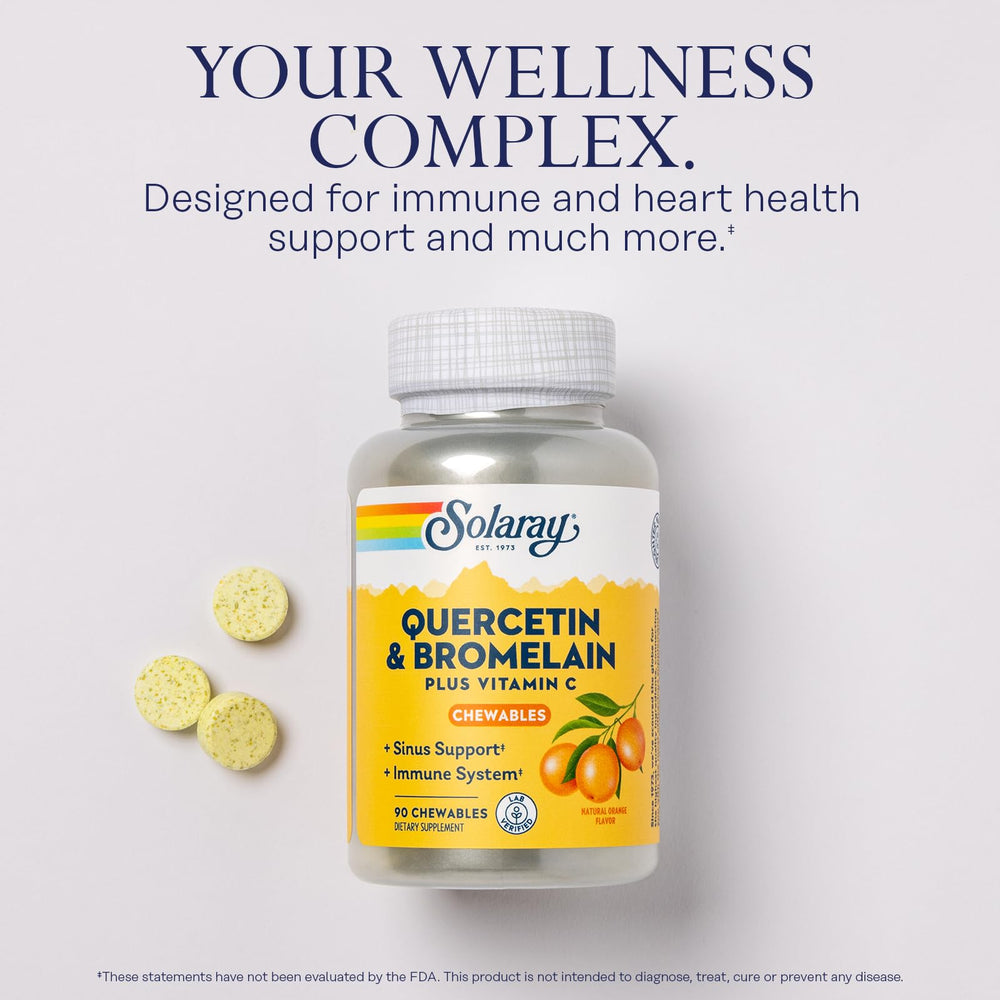 Nutrition facts panel for SOLARAY Quercetin with Bromelain and Vitamin C