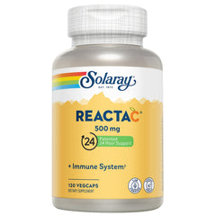Front view of SOLARAY Reacta-C bottle showing Vitamin C 500mg and bioflavonoid concentrate