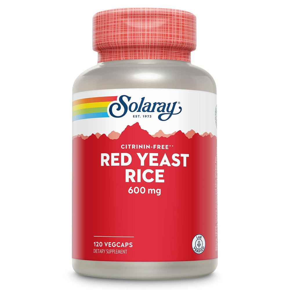 Solaray Red Yeast Rice 600mg bottle and capsules