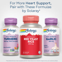 Packaging of Solaray Red Yeast Rice 120 vegan capsules