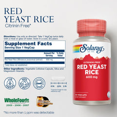Close-up of SOLARAY Red Yeast Rice capsules