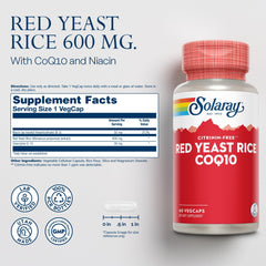 Close-up of Solaray Red Yeast Rice Plus CoQ-10 No-Flush Niacin bottle