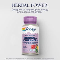 Supplement facts showing Rhodiola Rosea extract components