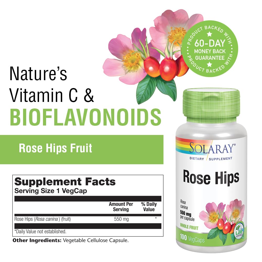Vitamin C and bioflavonoids from rose hips