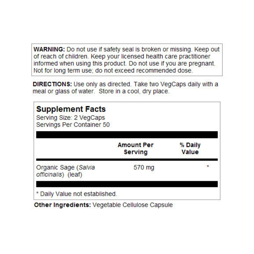 Non-GMO, vegan and lab-verified seal on Sage Leaf packaging