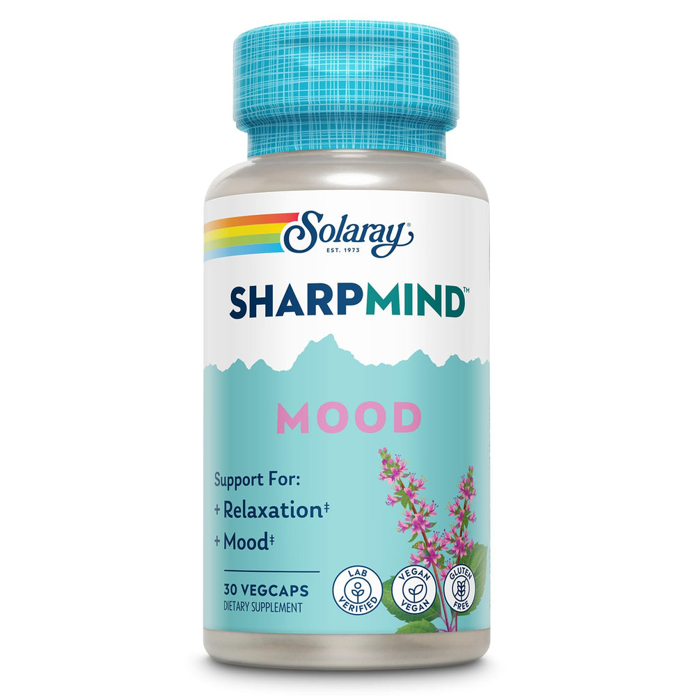 Bottle of Solaray SharpMind Mood Support supplement
