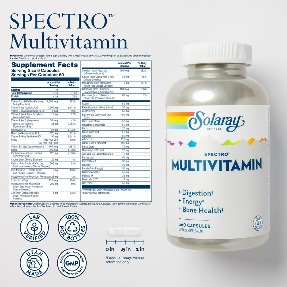 Product label highlighting 55+ vitamins and minerals