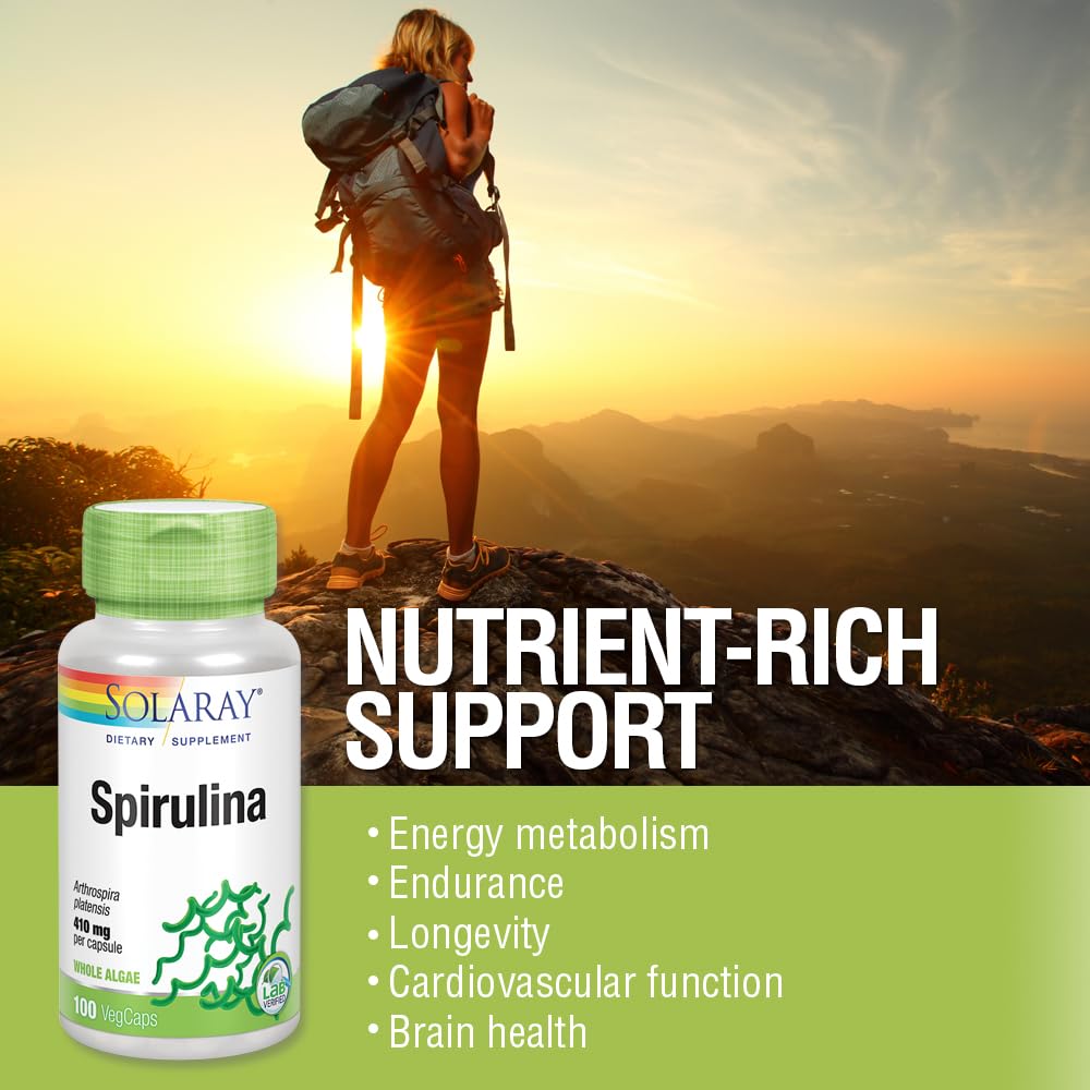 SOLARAY Spirulina 410mg label close-up
